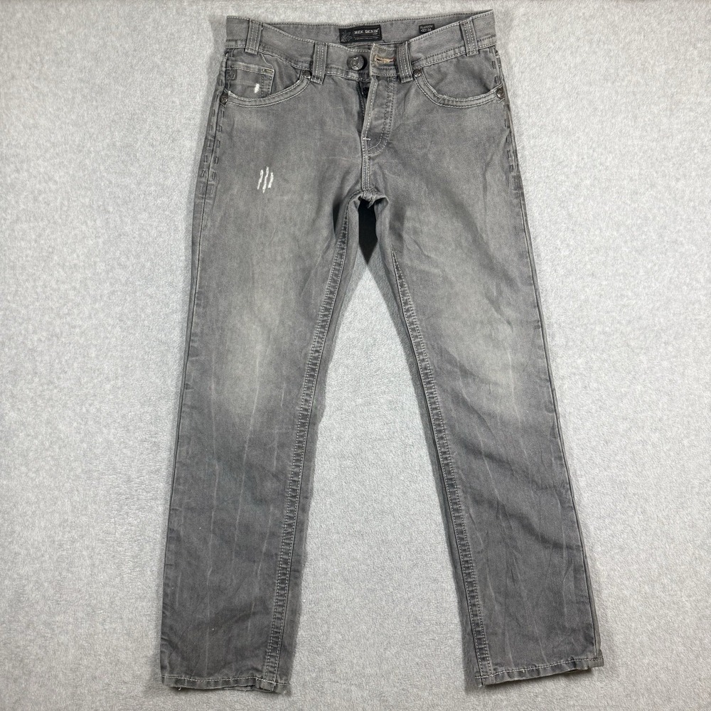 MEK Voyage Collection Jeans Mens 32x34 Gray GLASGOW Straight Leg Embroidered
